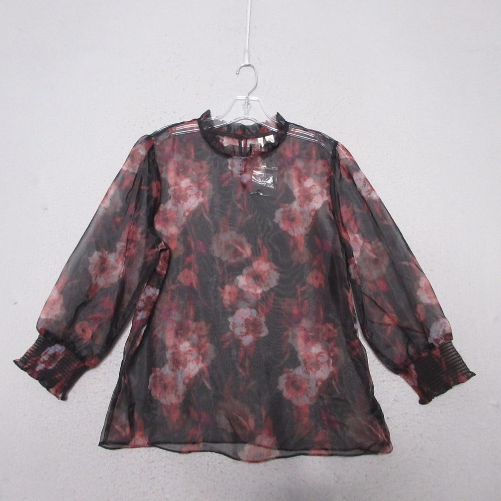 Cato Top Medium Dark Floral Y2K  Sheer‎ Whimsigoth Fairy Grunge Vamp Mock NWT